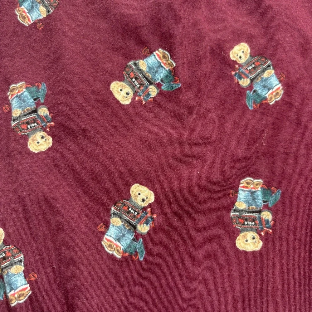 Polo Ralph Lauren Polo‎ Bear Pajama Sleep Pants Joggers Sz Small Burgundy Maroon
